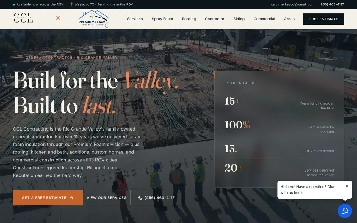 CCL Contracting website, designed by RGV Performance Marketing